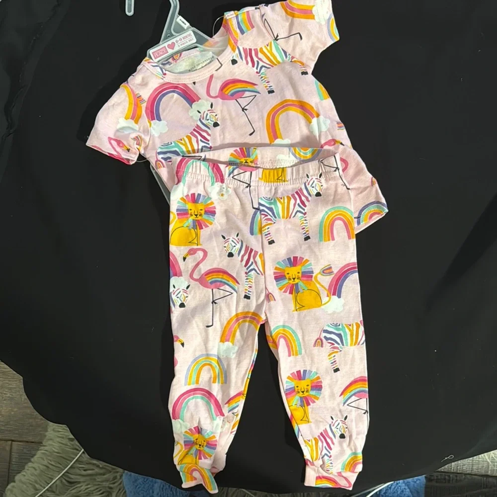NWT Children’s Place Colorful Kids' Rainbow and Animal Print Set 6-9 mos. - Picture 1 of 3